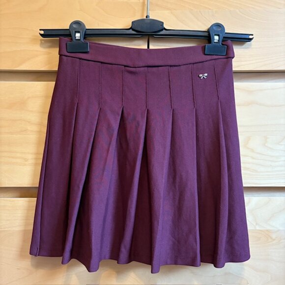 ZARA BURGUNDY BOX PLEAT SKIRT, SIZE: XS / 13-14 KIDS, LIKE NEW - Picture 2 of 4